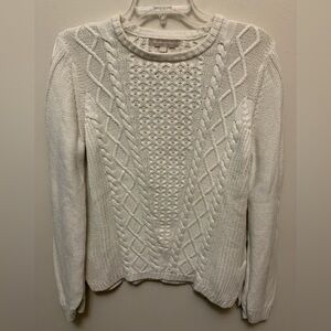 BANANA REPUBLIC Cream Wool/Viscose Blend Cable Knit Sweater